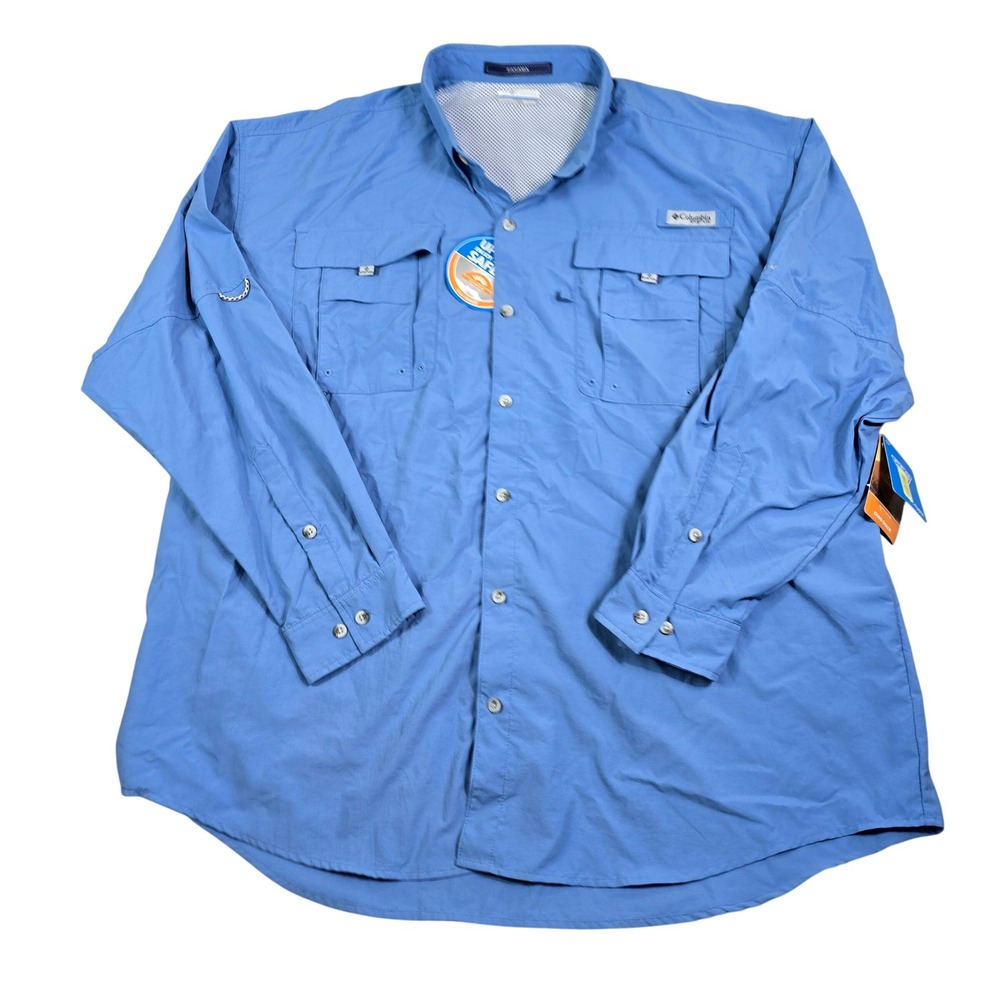 Columbia PFG Bahama II Fishing Shirt Mens XXL Blue Long Sleeve UPF 50 Gorpcore